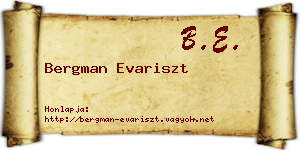 Bergman Evariszt névjegykártya